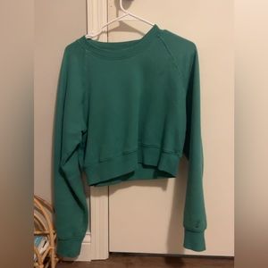 Green cropped crewneck sweater
